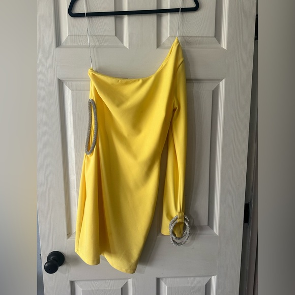 Yellow One Shoulder Cocktail Dress Size Small - Picture 5 of 5